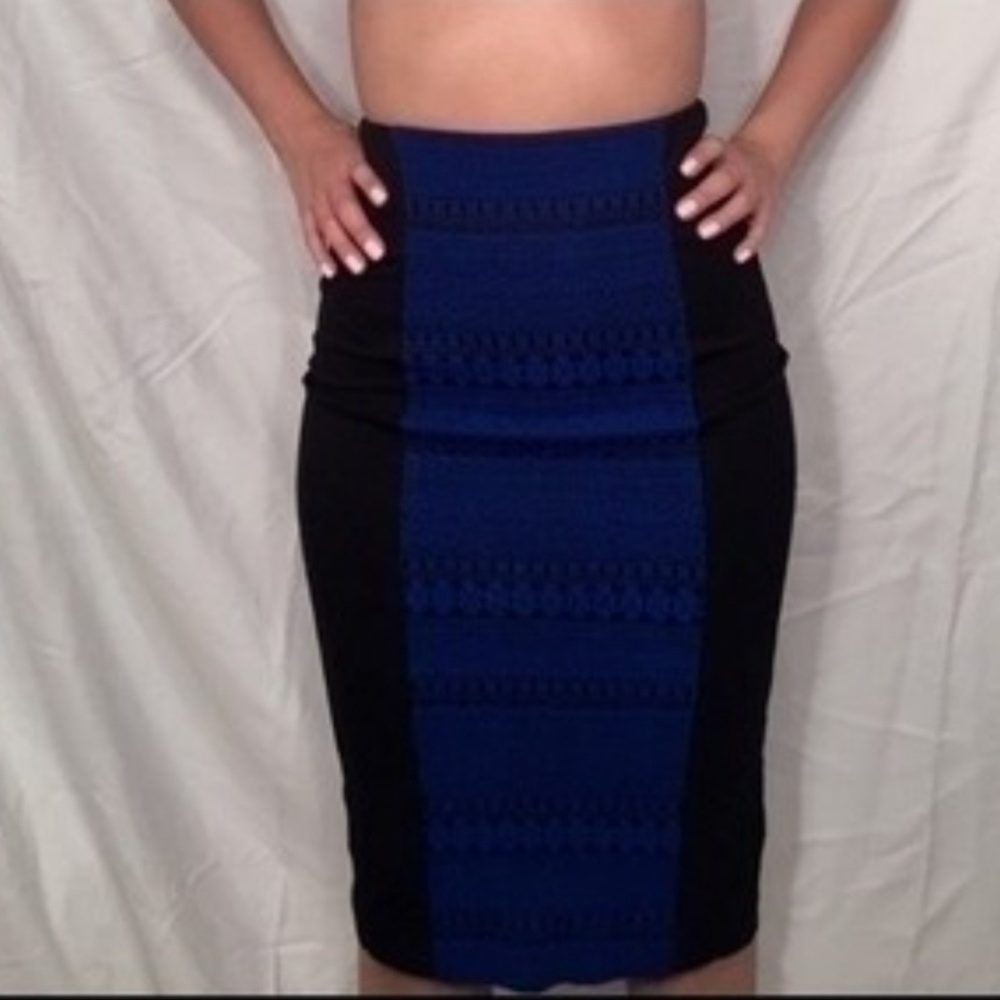 BEBE Pencil Skirt Blue Black